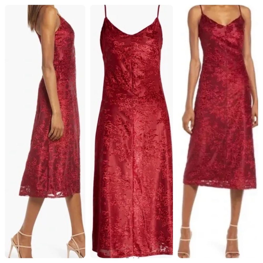 Nordstrom Floral Jacquard Midi Sleeveless Dress